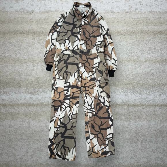 Vintage Predator Hunting Camo Coveralls Baggy Wide Leg Fit Made in USA L 90s